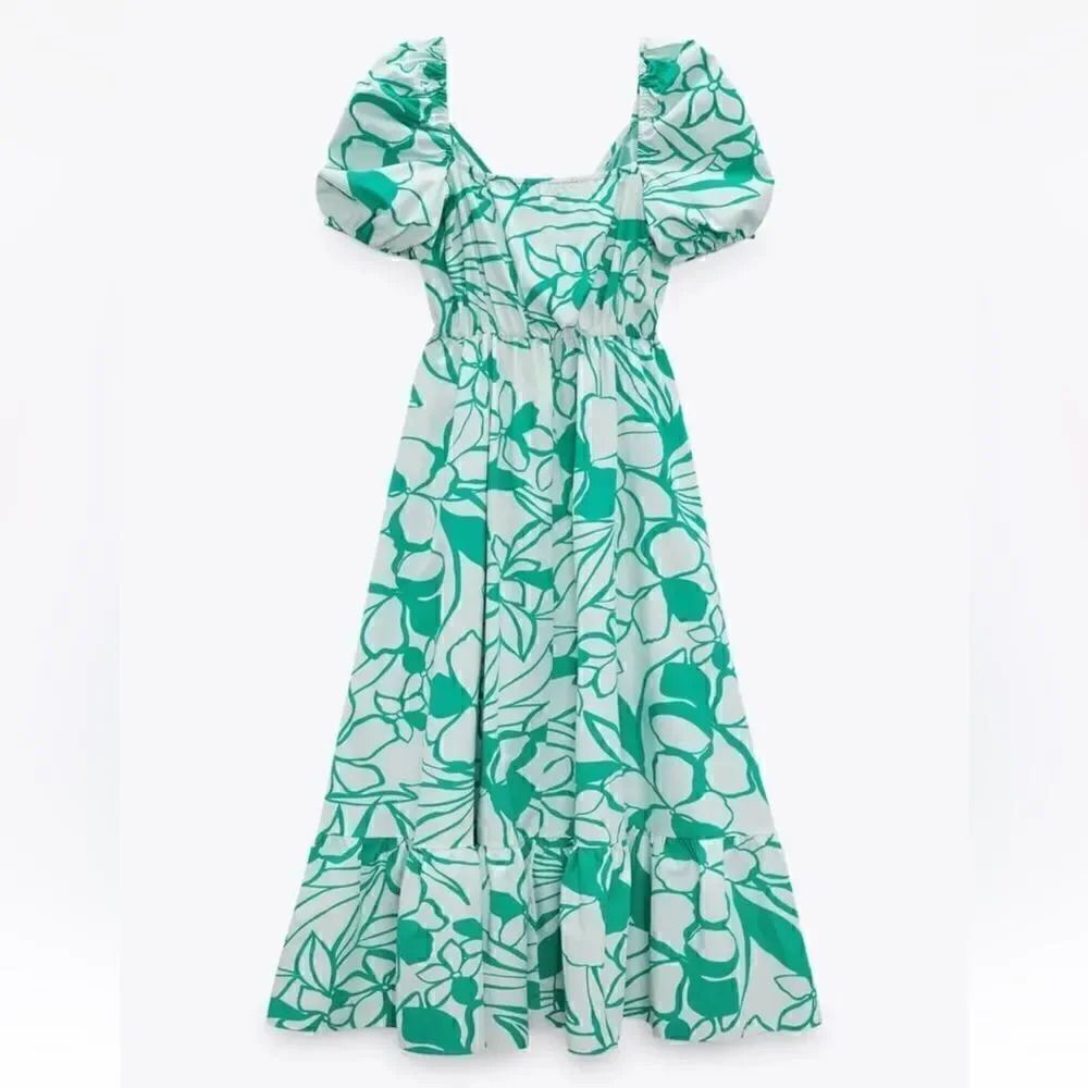 ZARA PRINTED POPLIN DRESS - Picture 11 of 11